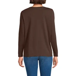 Langärmeliges Supima-Shirt mit Rundausschnitt für Damen