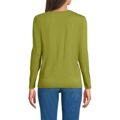 Langärmeliges Supima-Shirt mit Rundausschnitt für Damen