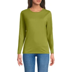 Langärmeliges Supima-Shirt mit Rundausschnitt für Damen