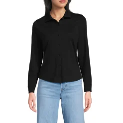 Langärmelige Supima-Jerseybluse für Damen