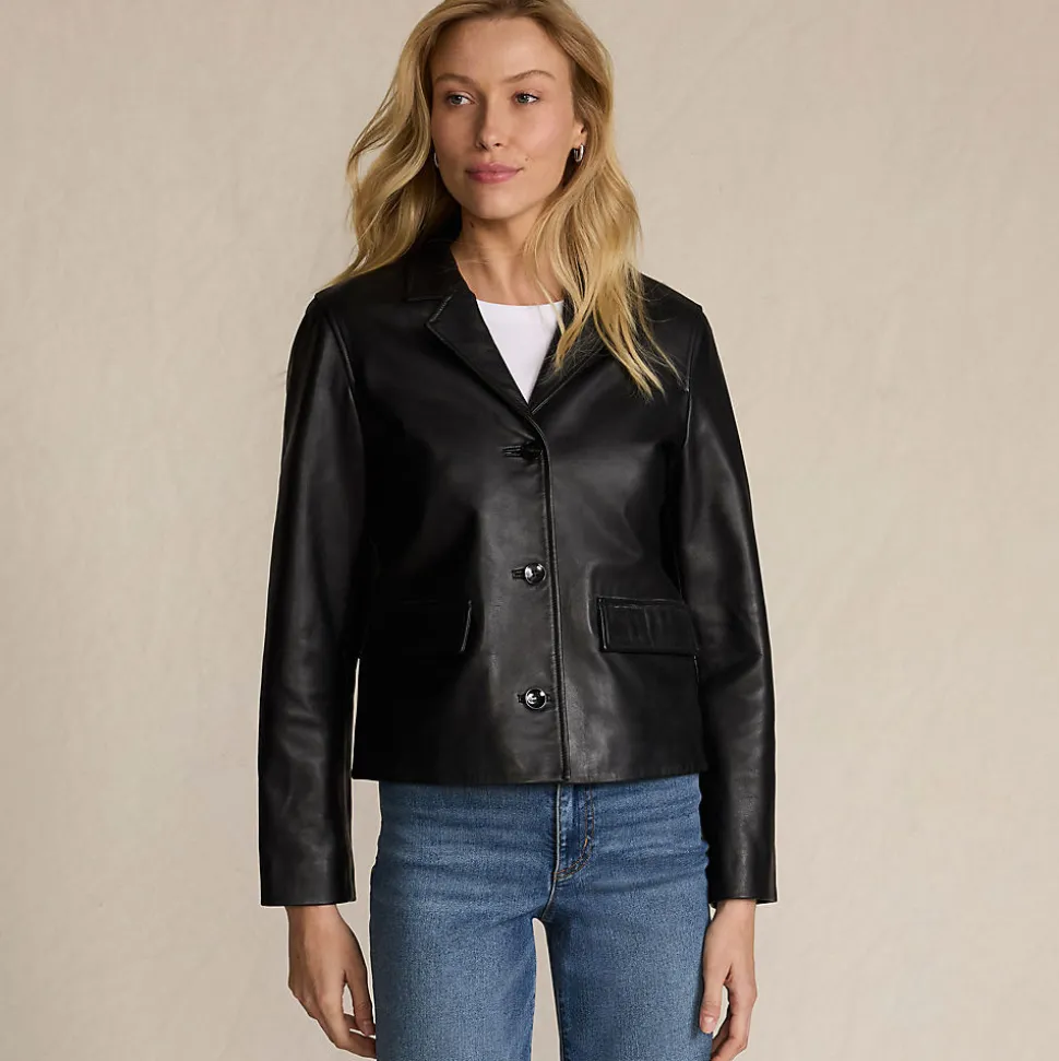Lederjacke mit Reverskragen für Damen