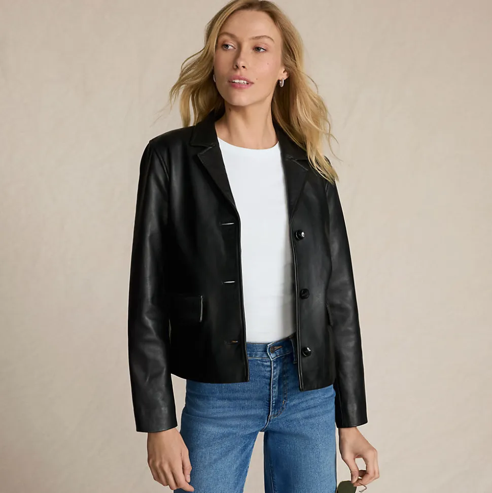 Lederjacke mit Reverskragen für Damen
