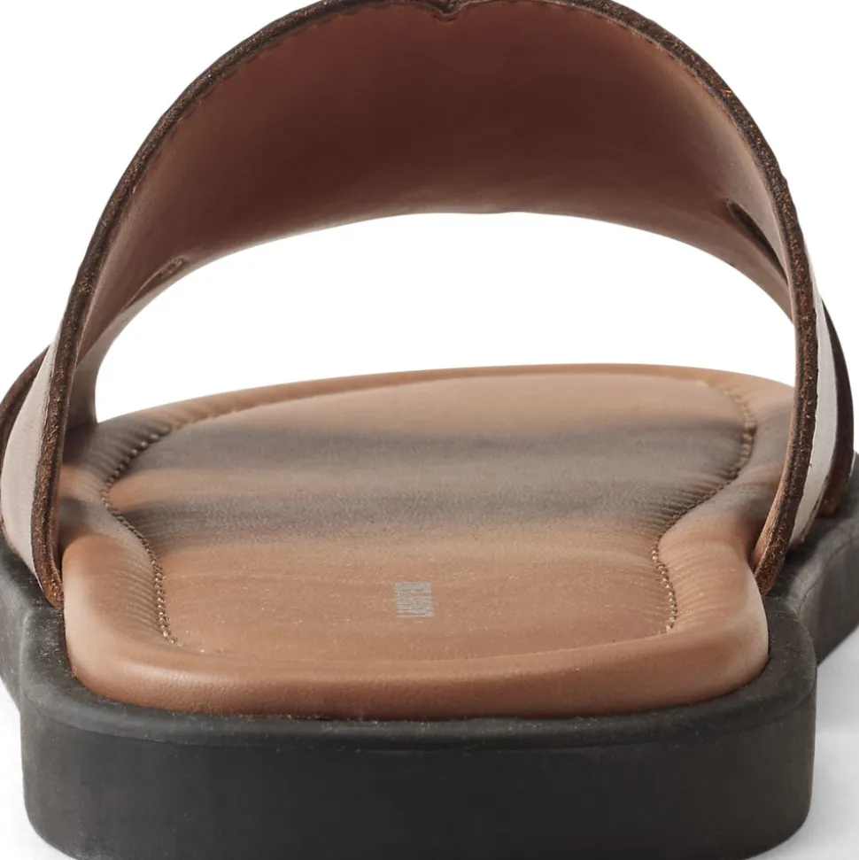 Leder-Pantoletten mit breitem Riemen