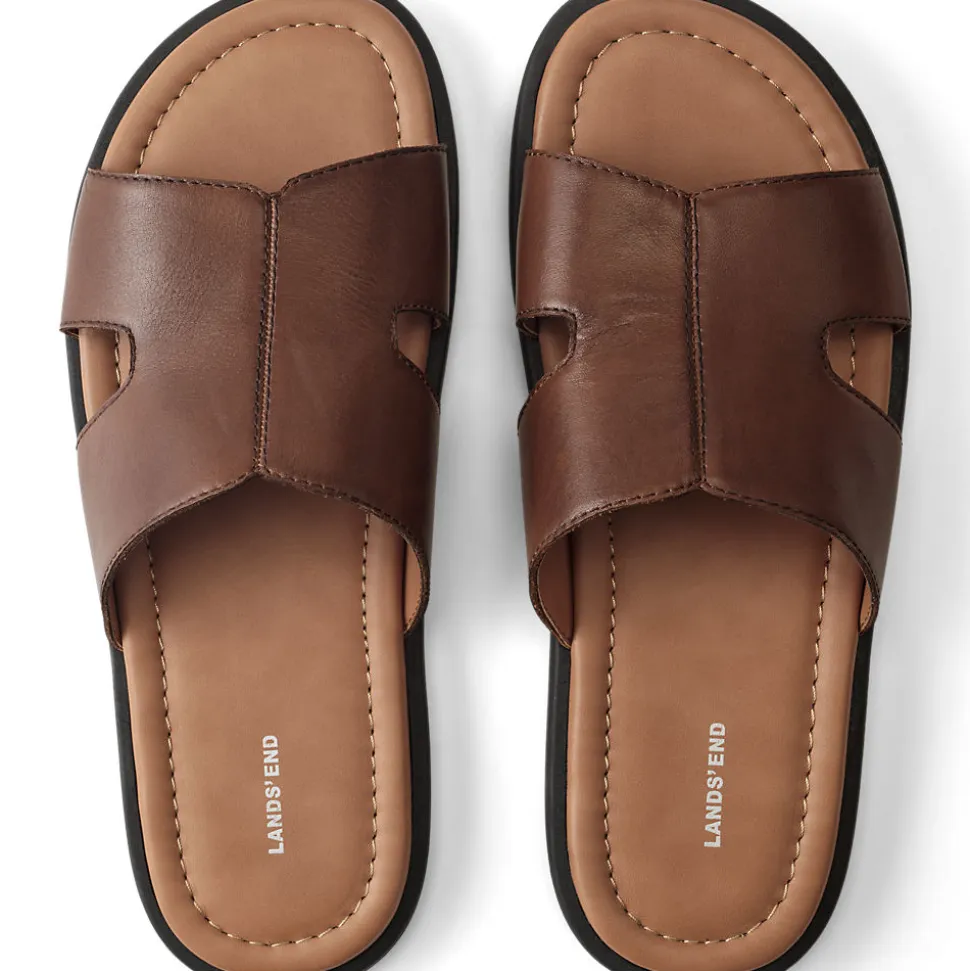 Leder-Pantoletten mit breitem Riemen
