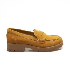 Leder-Pennyloafer mit Chunky Sohle für Damen