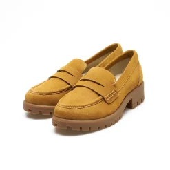 Leder-Pennyloafer mit Chunky Sohle für Damen