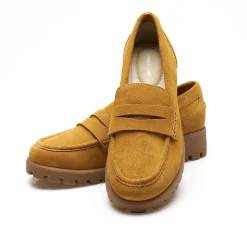 Leder-Pennyloafer mit Chunky Sohle für Damen