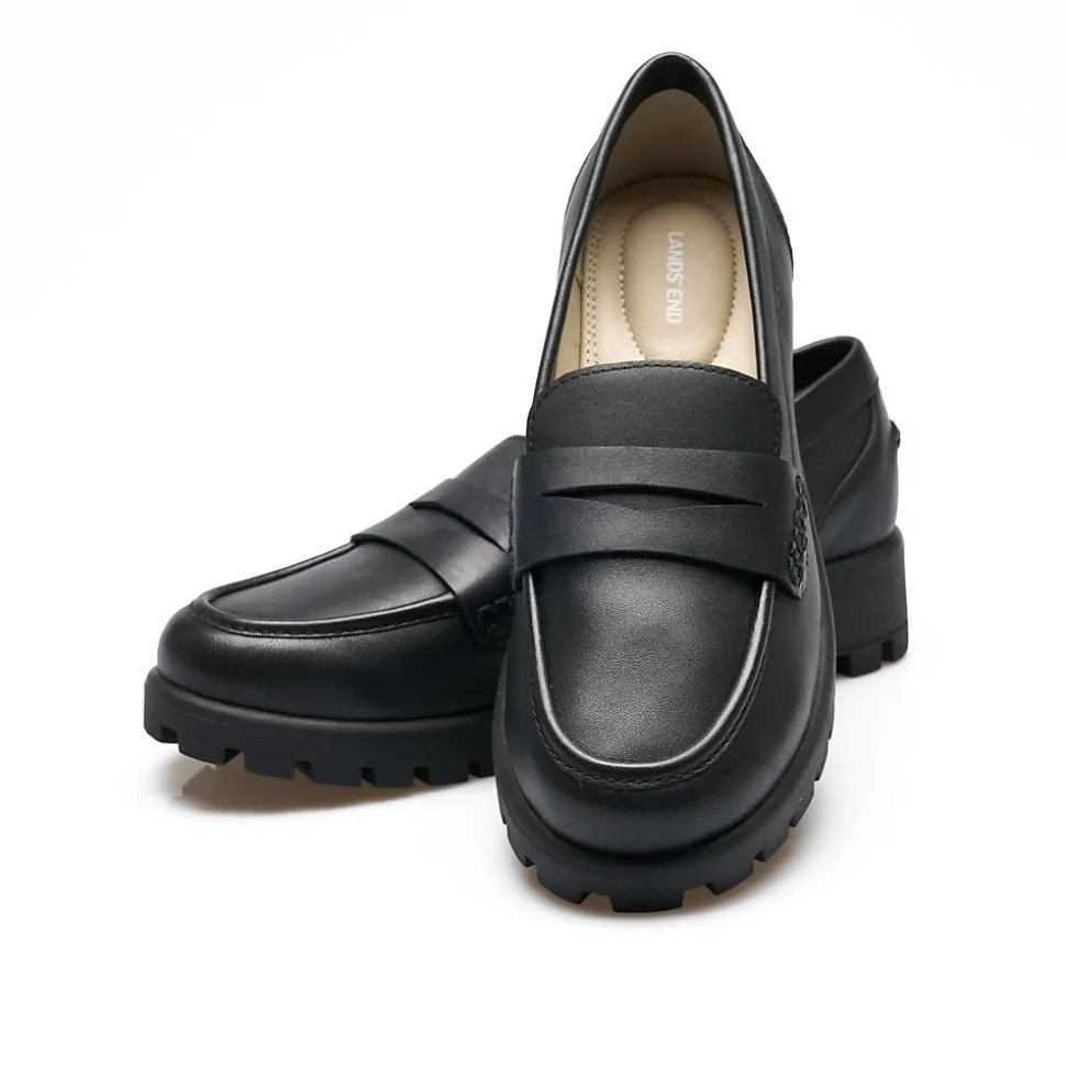 Leder-Pennyloafer mit Chunky Sohle für Damen