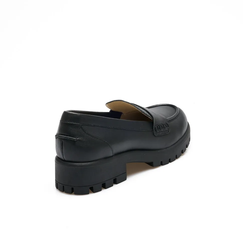 Leder-Pennyloafer mit Chunky Sohle für Damen