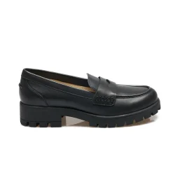 Leder-Pennyloafer mit Chunky Sohle für Damen