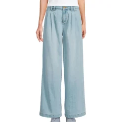 Leichte Bundfalten-Jeans mit weitem Bein für Damen
