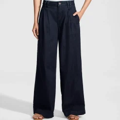 Leichte Bundfalten-Jeans mit weitem Bein für Damen