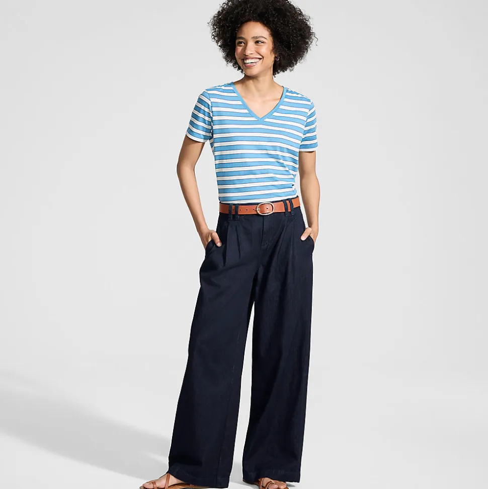 Leichte Bundfalten-Jeans mit weitem Bein für Damen