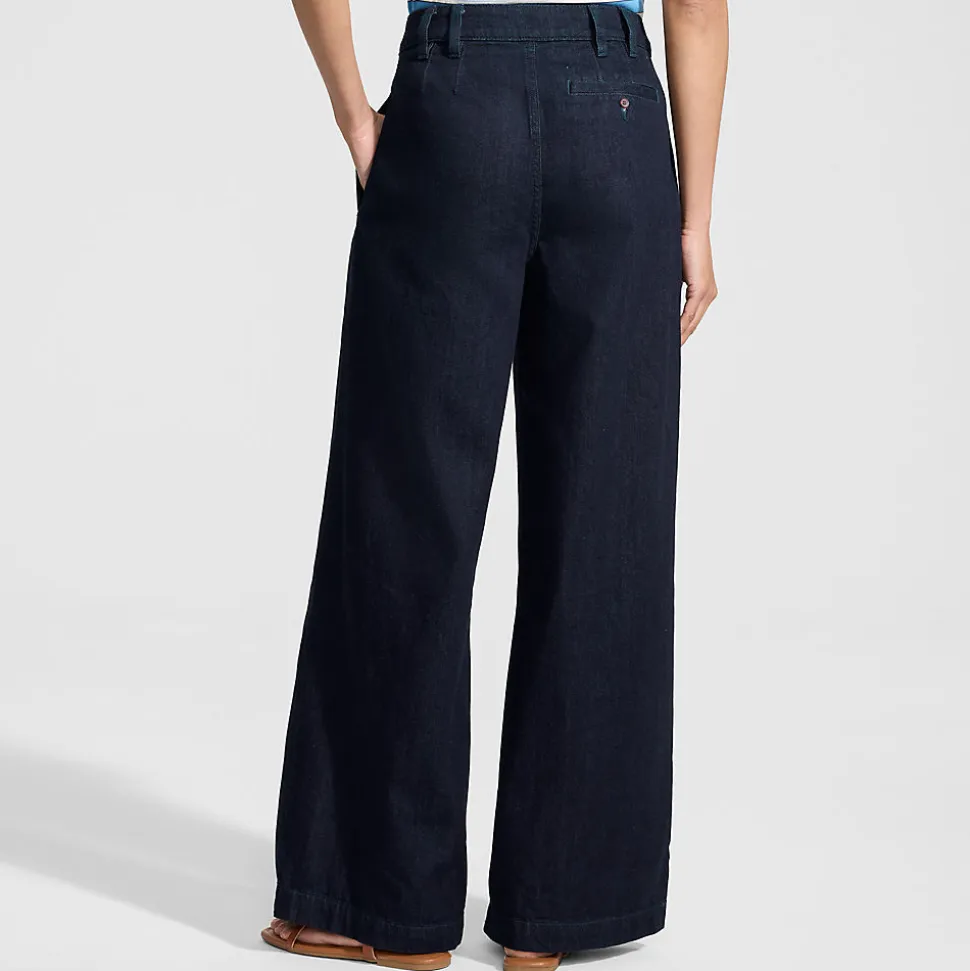 Leichte Bundfalten-Jeans mit weitem Bein für Damen