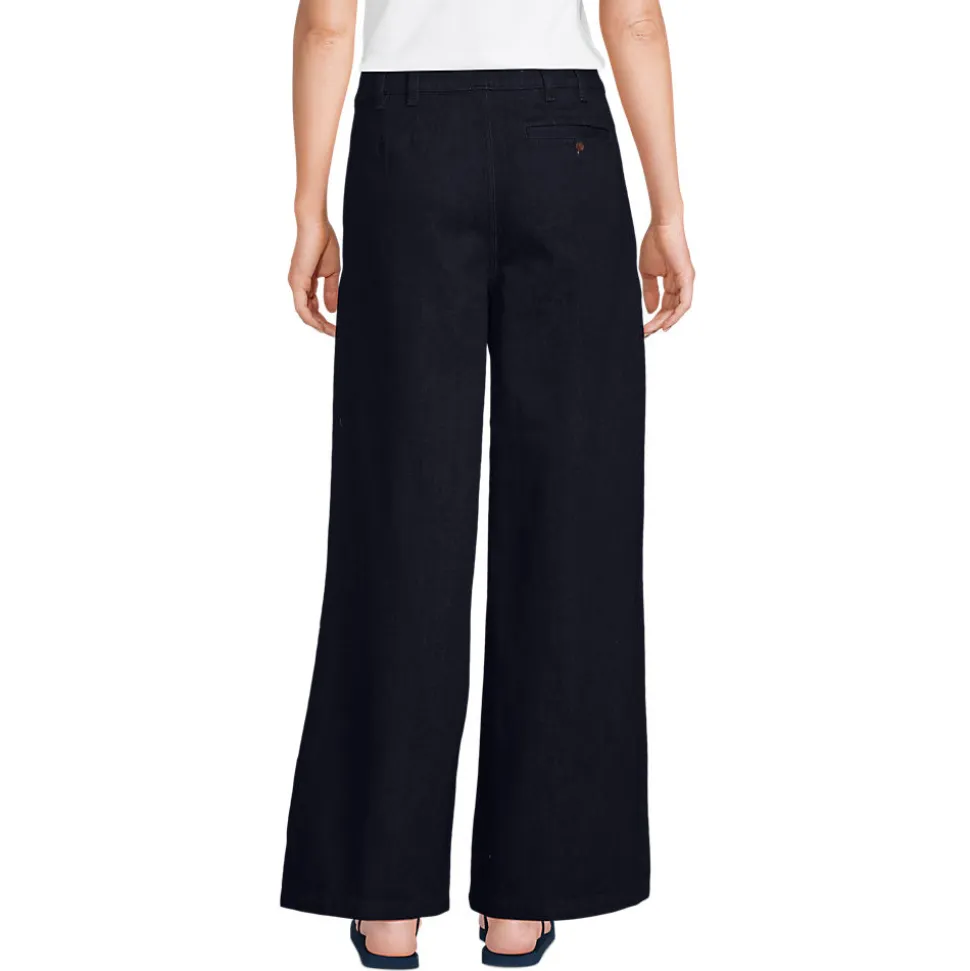 Leichte Bundfalten-Jeans mit weitem Bein für Damen