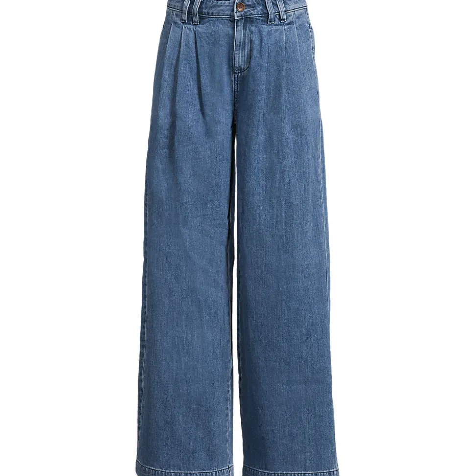 Leichte Bundfalten-Jeans mit weitem Bein für Damen