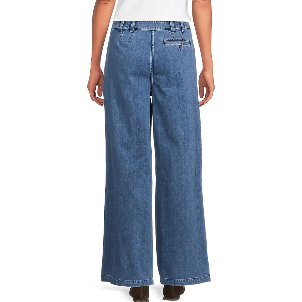 Leichte Bundfalten-Jeans mit weitem Bein für Damen