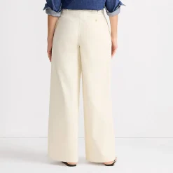 Leichte Bundfalten-Jeans mit weitem Bein für Damen