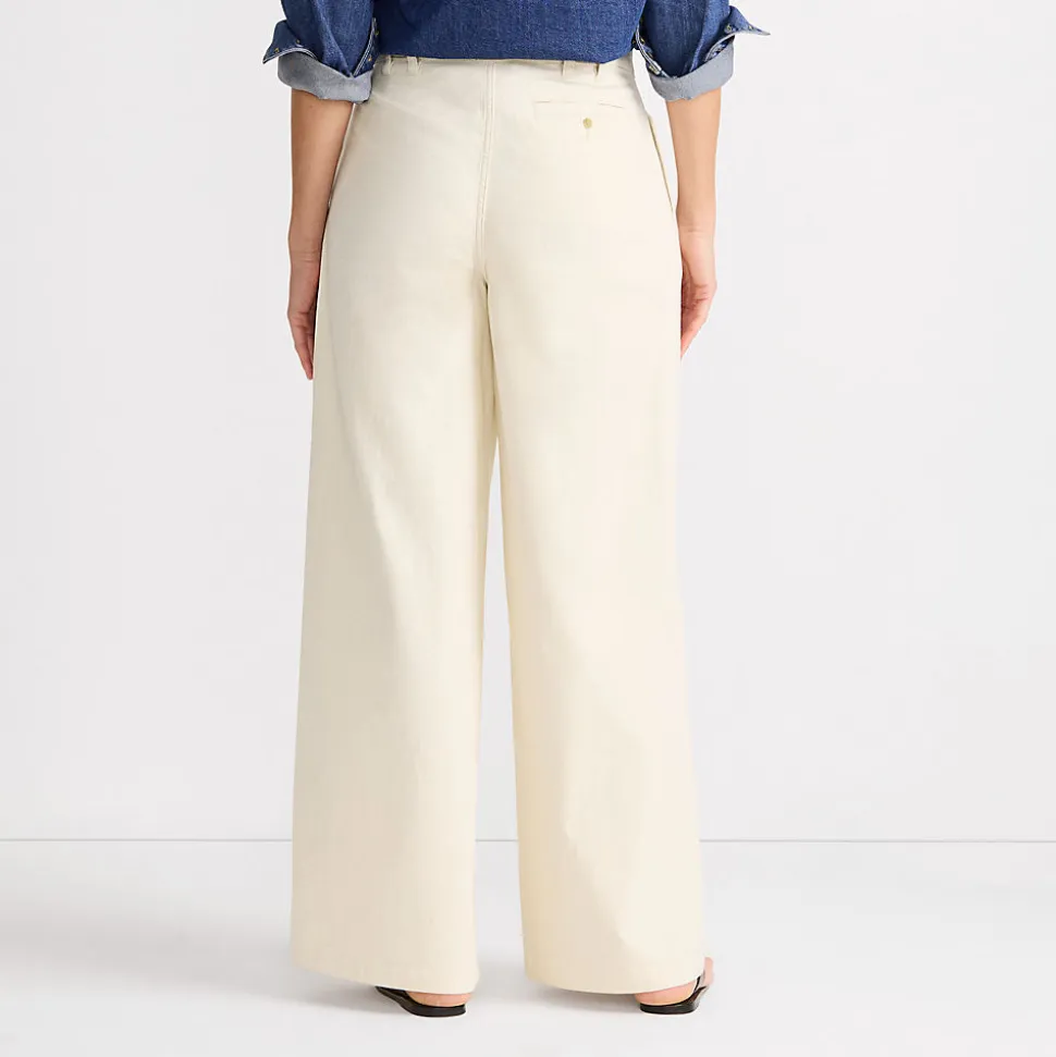 Leichte Bundfalten-Jeans mit weitem Bein für Damen