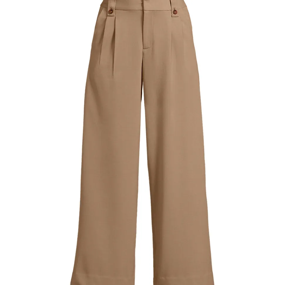 Leichte fließende 7/8-Bundfaltenhose für Damen