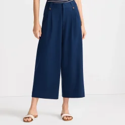 Leichte fließende 7/8-Bundfaltenhose für Damen