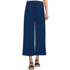 Leichte fließende 7/8-Bundfaltenhose für Damen
