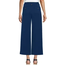 Leichte fließende 7/8-Bundfaltenhose für Damen