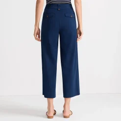 Leichte fließende 7/8-Bundfaltenhose für Damen