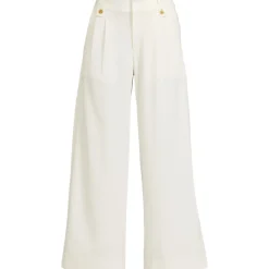 Leichte fließende 7/8-Bundfaltenhose für Damen