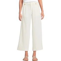 Leichte fließende 7/8-Bundfaltenhose für Damen
