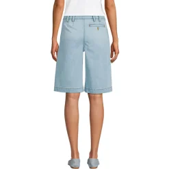 Leichte Jeans-Bermudashorts mit Bundfalten für Damen