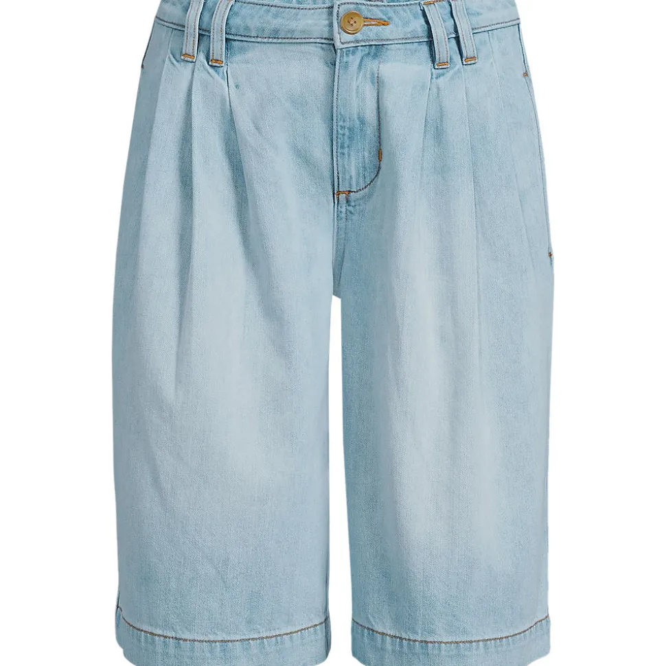 Leichte Jeans-Bermudashorts mit Bundfalten für Damen