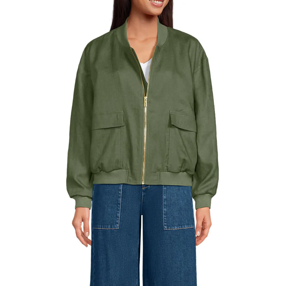 Leinen-Bomberjacke für Damen