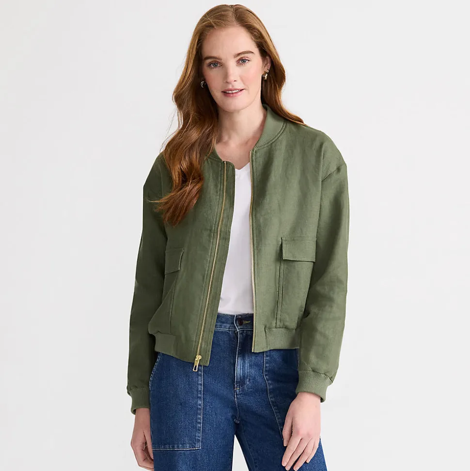 Leinen-Bomberjacke für Damen