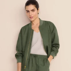 Leinen-Bomberjacke für Damen