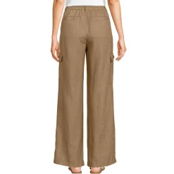 Leinen-Cargohose mit weitem Bein für Damen