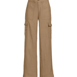 Leinen-Cargohose mit weitem Bein für Damen