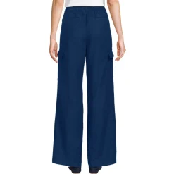 Leinen-Cargohose mit weitem Bein für Damen