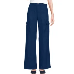 Leinen-Cargohose mit weitem Bein für Damen