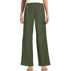 Leinen-Cargohose mit weitem Bein für Damen