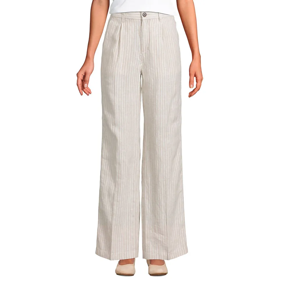 Leinenhose High Waist mit weitem Bein für Damen