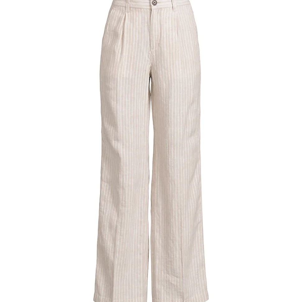 Leinenhose High Waist mit weitem Bein für Damen