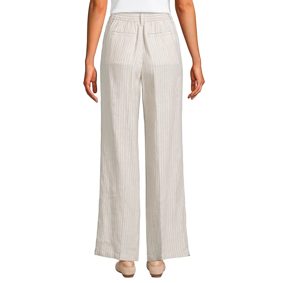 Leinenhose High Waist mit weitem Bein für Damen