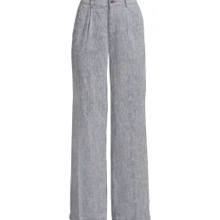 Leinenhose High Waist mit weitem Bein für Damen