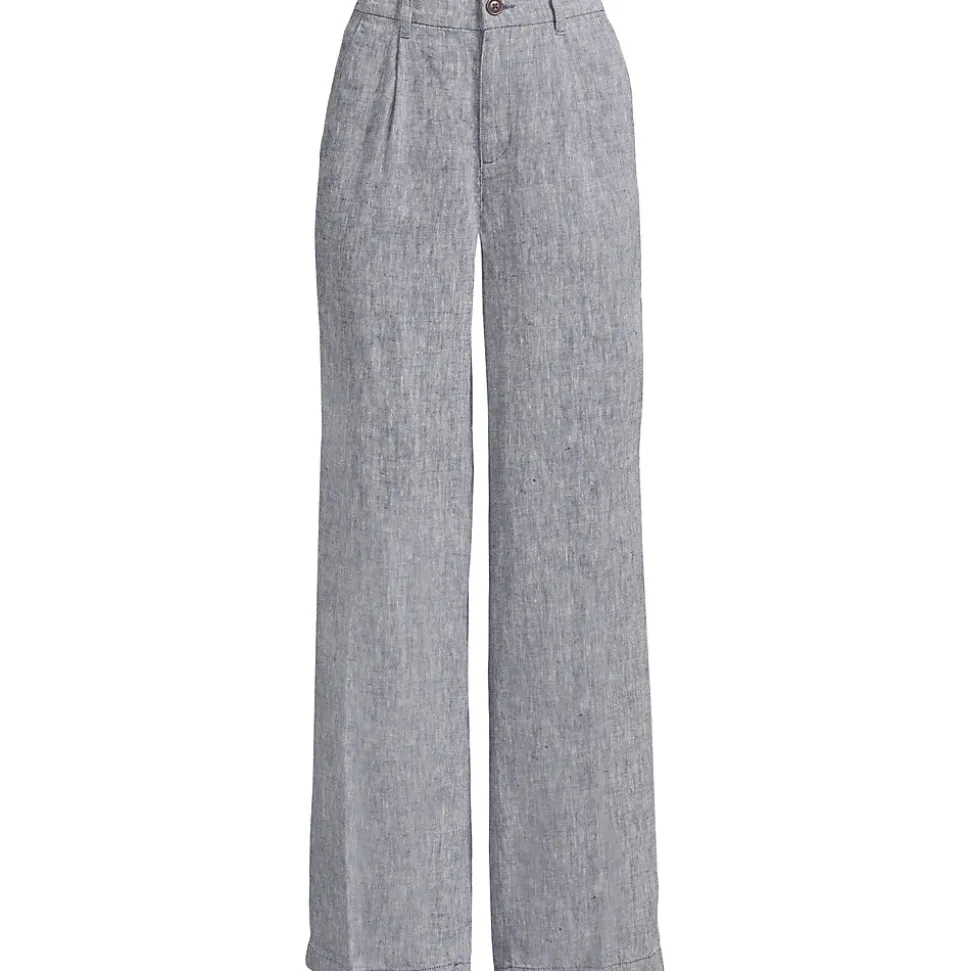 Leinenhose High Waist mit weitem Bein für Damen
