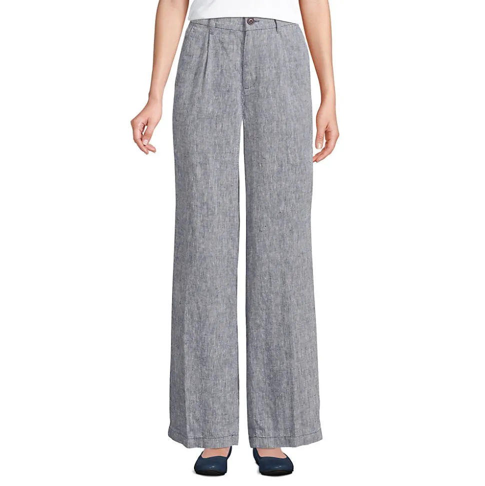 Leinenhose High Waist mit weitem Bein für Damen