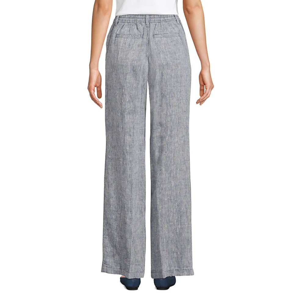Leinenhose High Waist mit weitem Bein für Damen