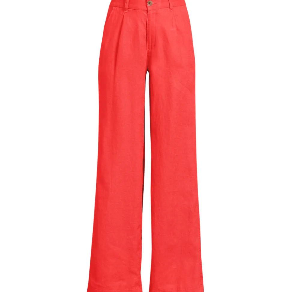 Leinenhose High Waist mit weitem Bein für Damen