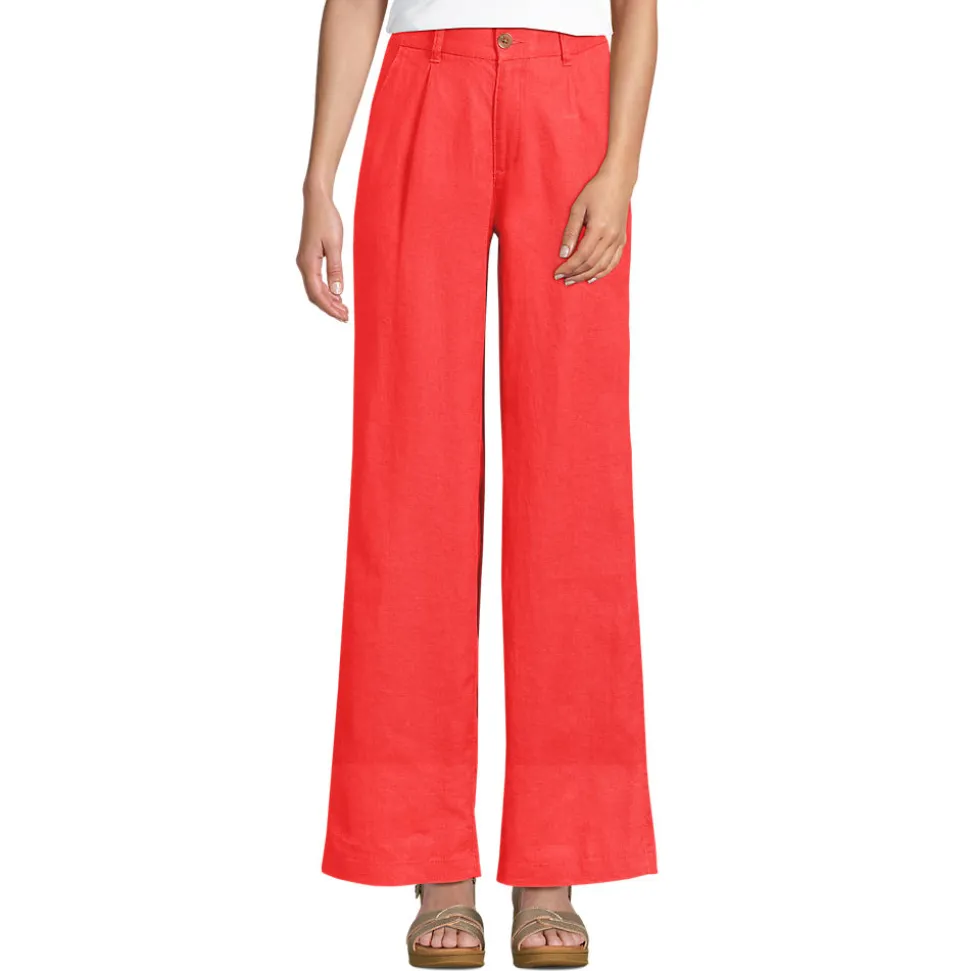 Leinenhose High Waist mit weitem Bein für Damen