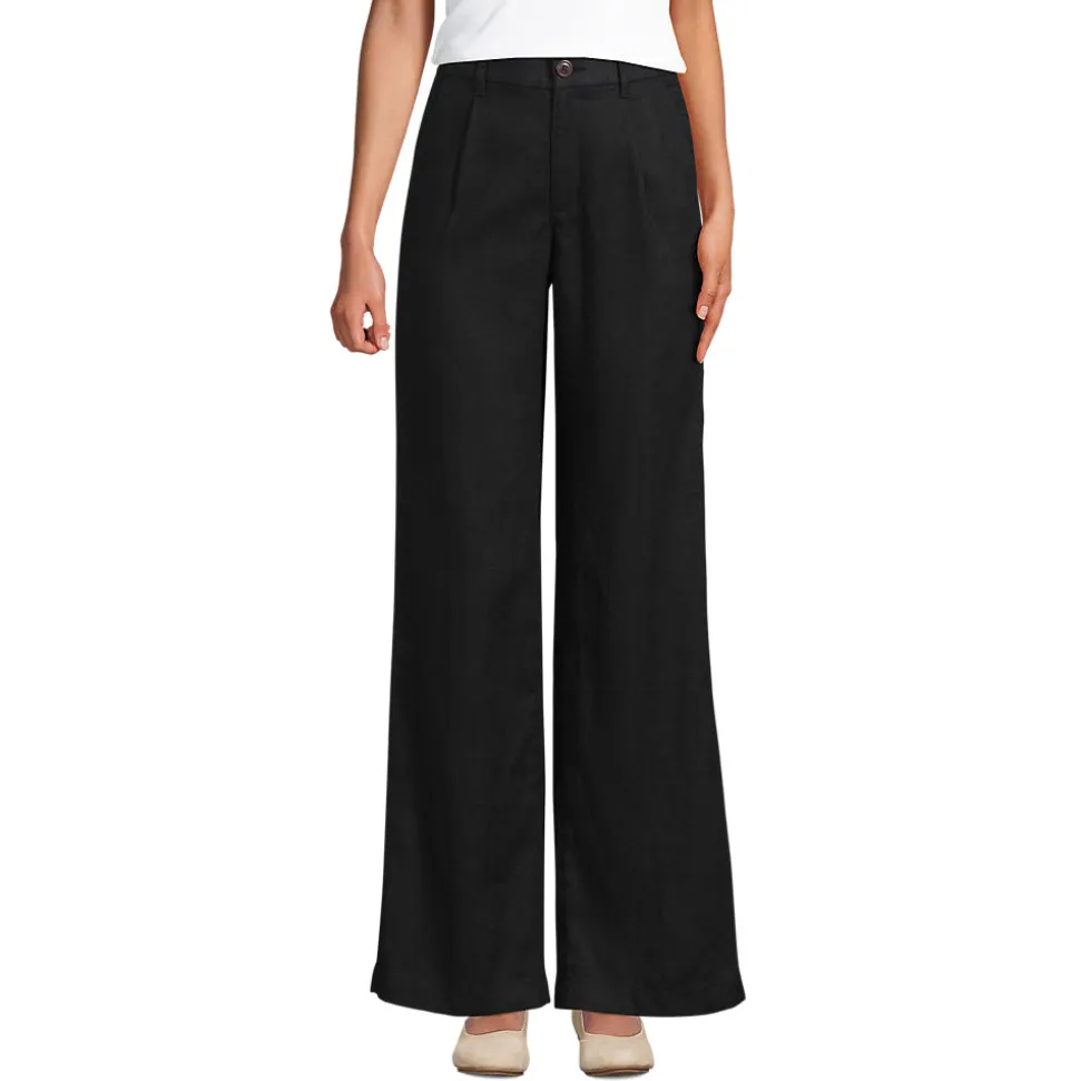 Leinenhose High Waist mit weitem Bein für Damen